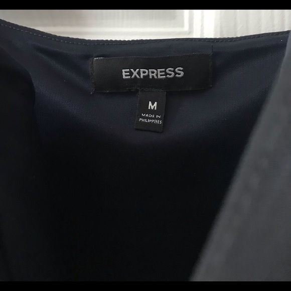 Express Navy with Black Sheer Accent Body Con Dress  Flattering Seaming Detail - Picture 9 of 10